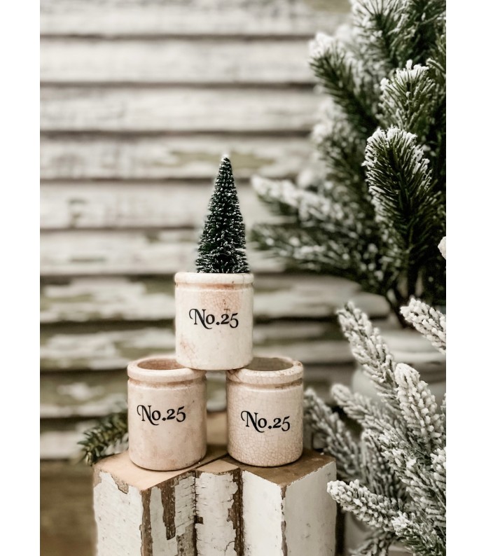 Antique Ironstone Crock w/ 25 transfer - Holiday